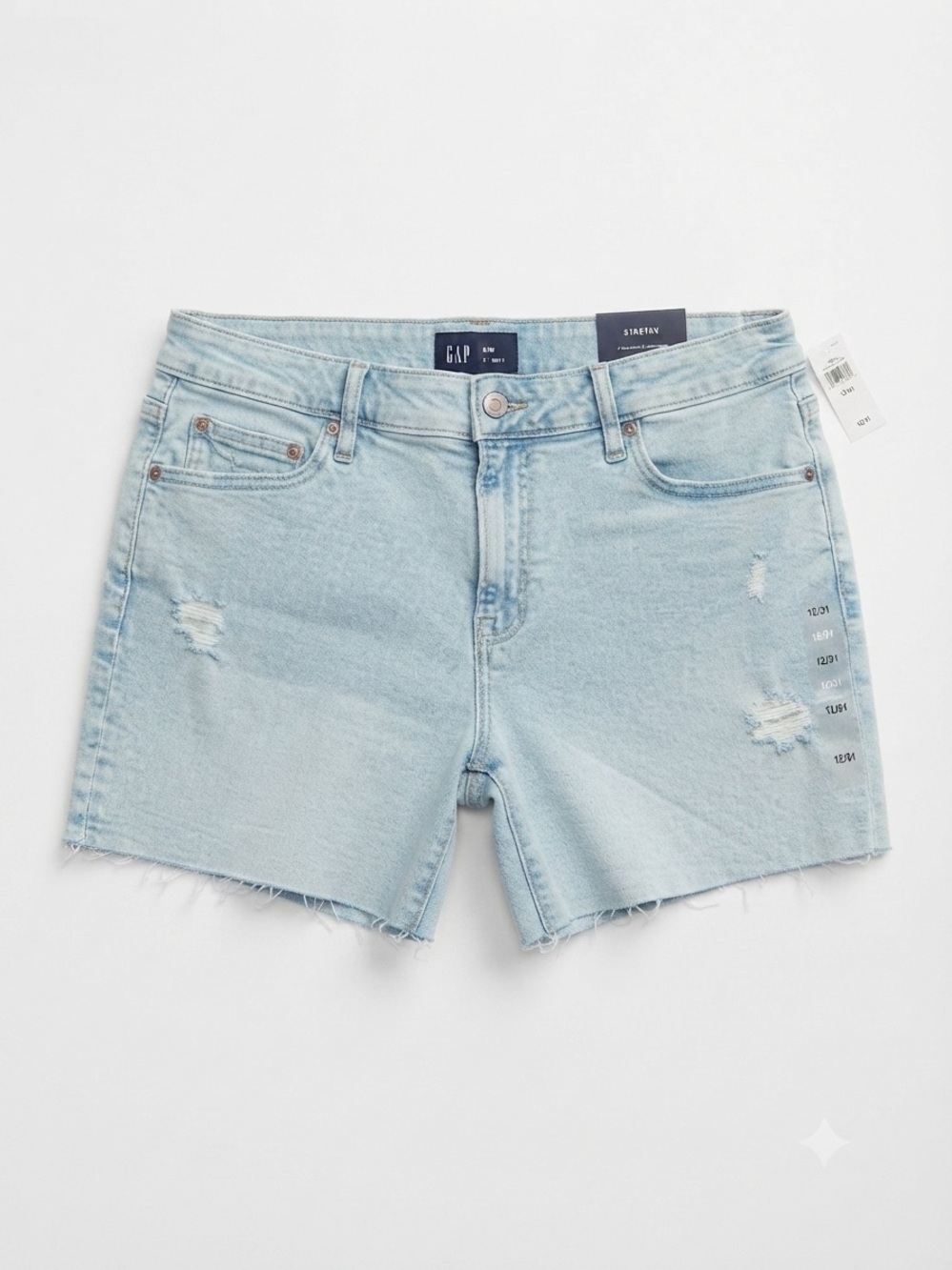 GAP Destructed Denim Raw Hem Jean Shorts Light Wash Size 12 / 31
